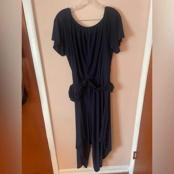 MSK Womens Navy Split Leg O-Ring Formal Jumpsuit Large Gold Ring (T) - Picture 4 of 5